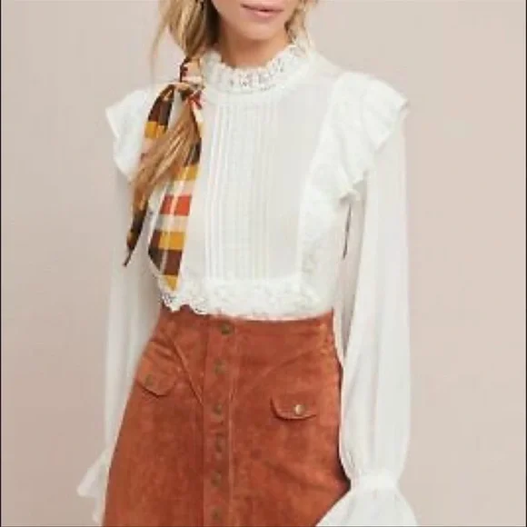 Anthropologie/eri+ali White Blouse - Picture 2 of 12